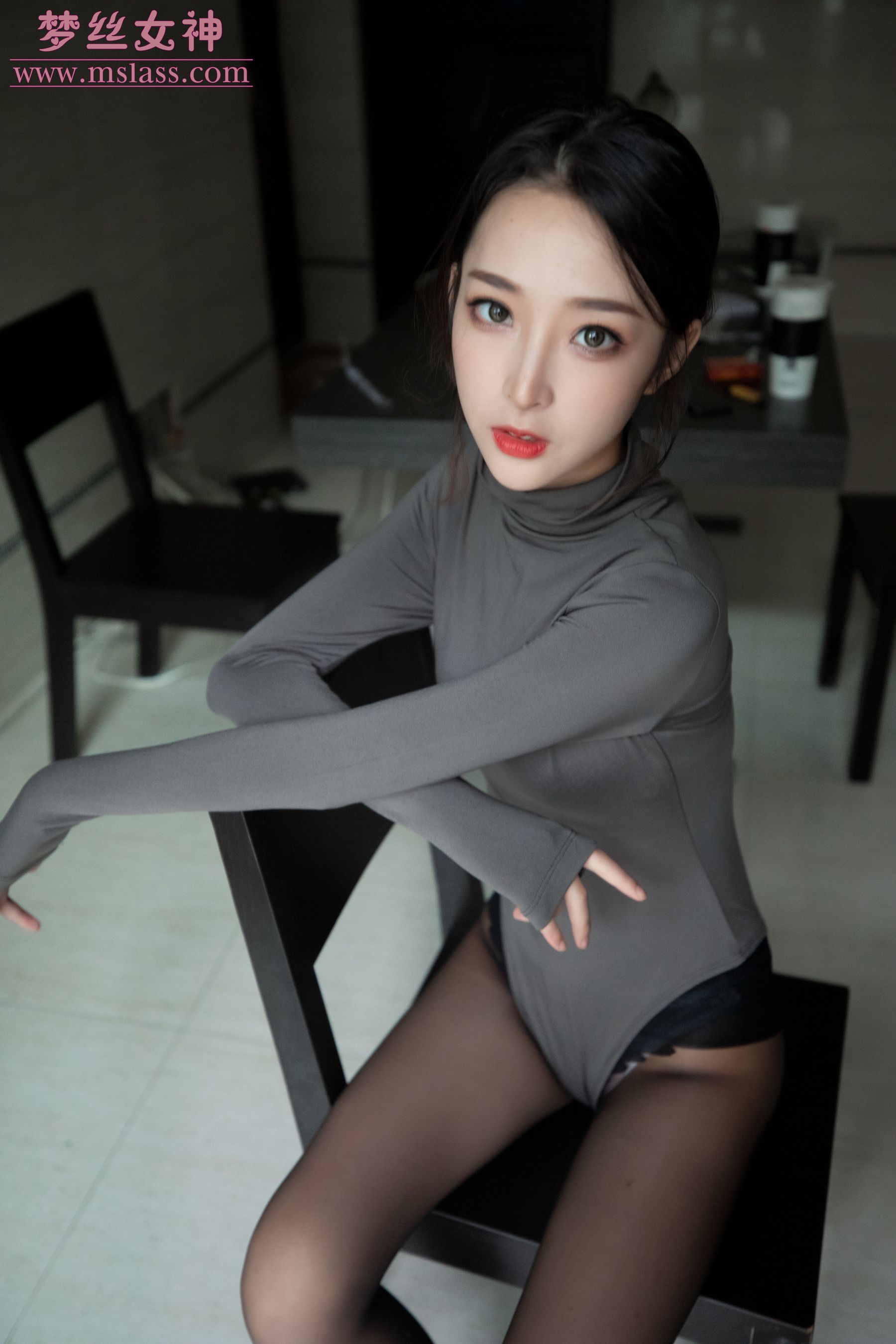 [梦丝女神MSLASS]  乔儿 美女主播（黑色）_第5张