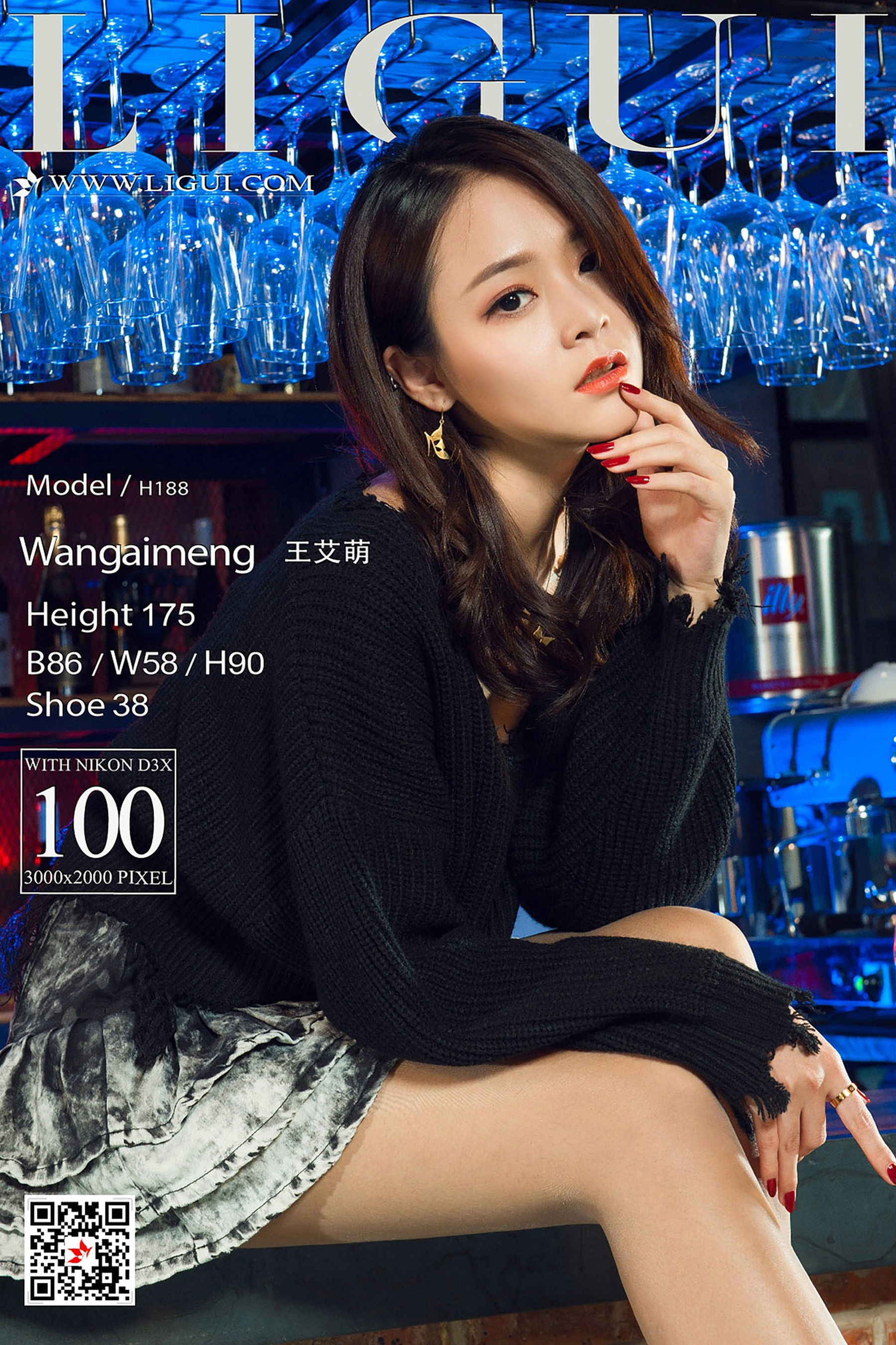 Model 王艾萌《酒吧吧台女神》 [丽柜Ligui]-奶仔圈