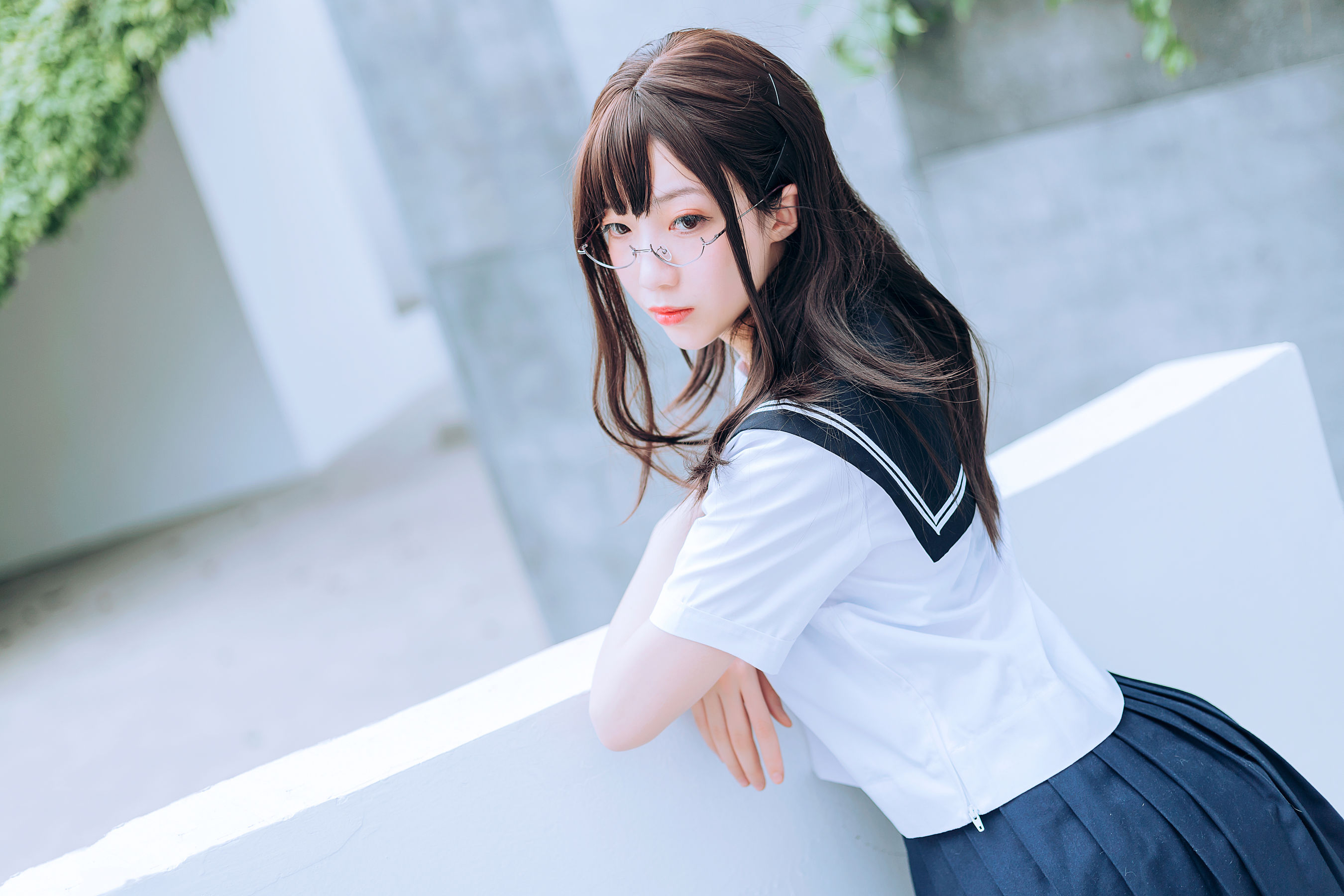 [喵糖映画] VOL.446 你的负卿 绿意JK 写真套图_第3张